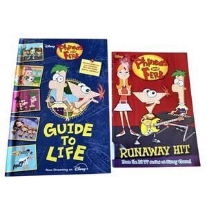 Disney Phineas and Ferb Book Lot 2 Guide to Life + Runaway Hit Kids Books